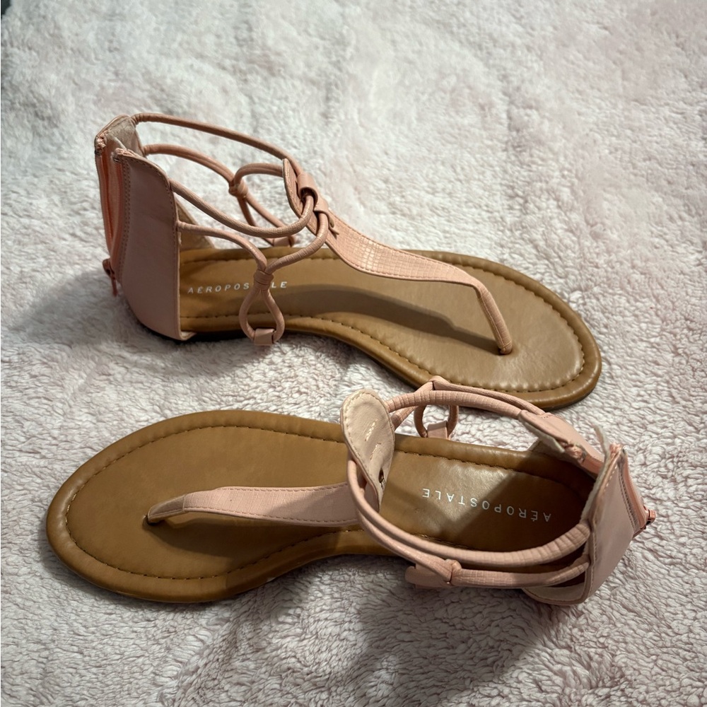 Aeropostale Pink and Brown Sandals with Ankle Strap